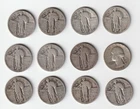 12 US Silver Quarter Coins 11 Standing Liberty & 1 Washington