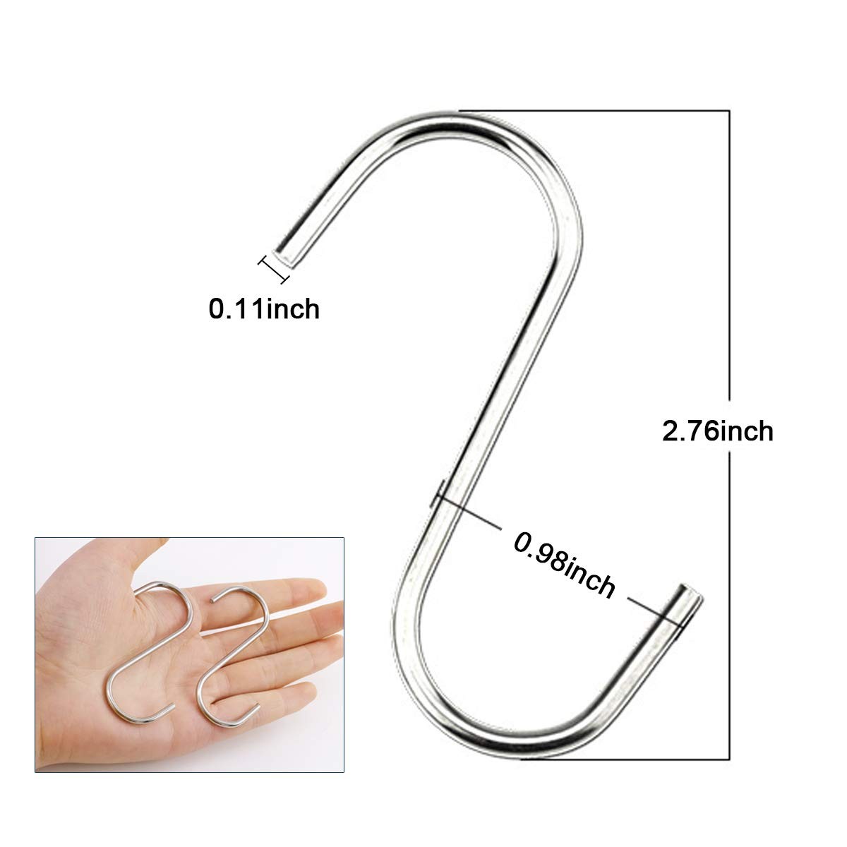 HTBMALL 40 Pack S Hooks - Stainless Steel Heavy Duty S Hooks for Hanging pots...