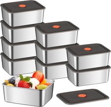 Stainless Steel Containers with Lids, 10 Pack 590 ml Small Snack Containers, Sta