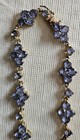 Sterling Silver (925) Gold Tone Necklace/Chain with Blue Crystals — photo 2