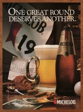 1988 Michelob Beer Vintage Print Ad/Poster Sports Golf Man Cave Bar Wall Art 80s