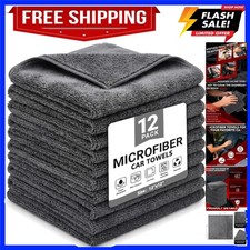 12 Pack Microfiber Cleaning Cloth for Cars, 12" X 12" Car Microfiber Towels, ...