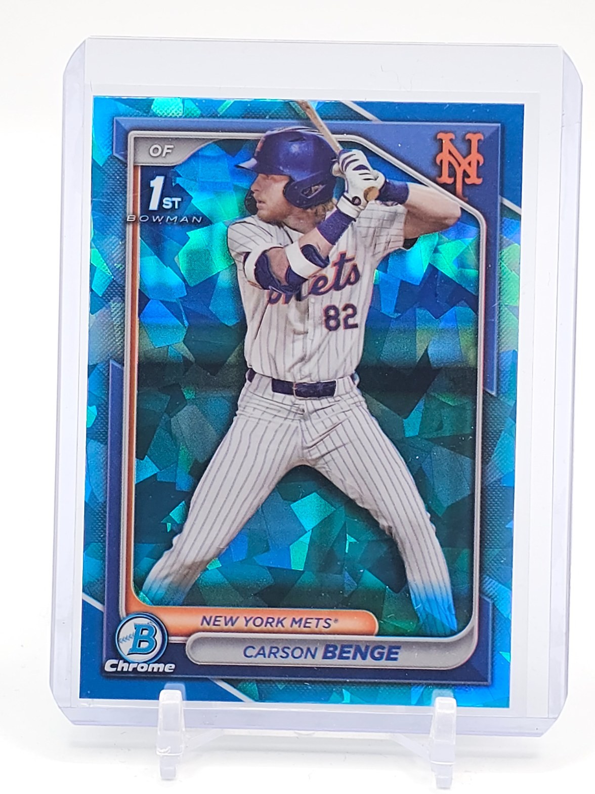 CARSON BENGE 2024 BOWMAN CHROME BLUE SAPPHIRE 1ST ROOKIE #BDC-28 METS Q4105