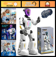 Interactive Remote Control Robot Toy for Kids - Voice Recording, LED Faces, Gest