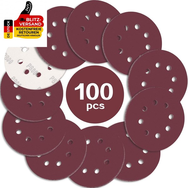 Stebruam 100StüCk Schleifpapier 125Mm Klett 800 KöRnung Exzenterschleifer | Prof-image