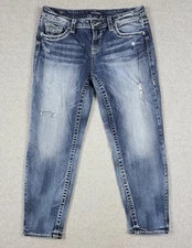 Vigoss The Chelsea Womens Capri Distressed Denim Jeans Size 9/10 Length 25