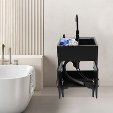 Freestanding Utility Sink with Cabinet Laundry Stainless Steel Sink with Faucet