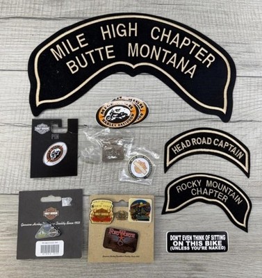 Harley Davidson HOG Chapter Patch Pin Lot Mile High Rocky Mountain Montana