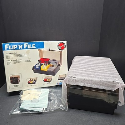 Flip N File All Media Storage Case Locking w Key NOS Vintage Floppy CD Data Rare