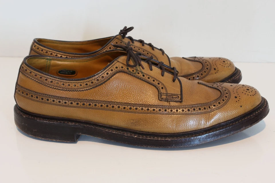 Florsheim Imperial Golden Harvest 93631 Vintage V-Cleat Mostaza Puntas de Ala Largas 11 Foto 4 de 4