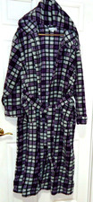 Alexander Del Rossa Robe Men's size L/XL Plaid Hood Pockets Tie Waist Fleece