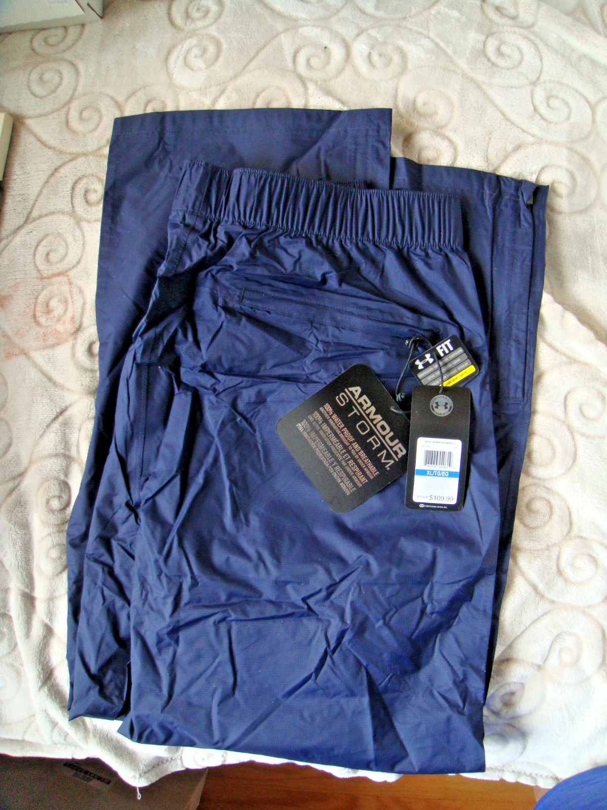 Mens Under Armour Navy UA Storm Waterproof Pants New w Tags XL Extra Large LP110