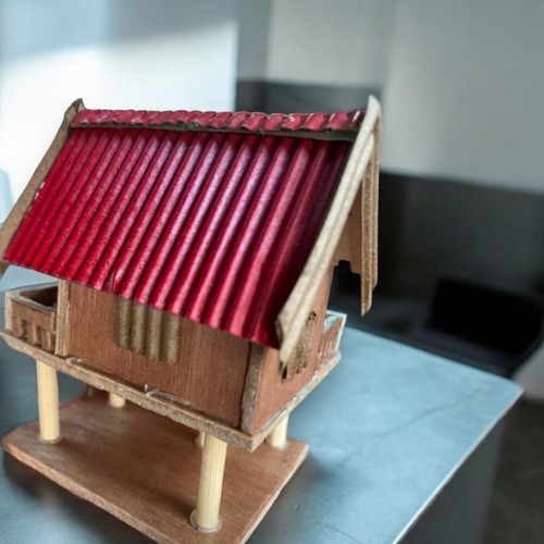 Traditional Bamboo Wood Thai House Spirit Handmade Miniature Model Doll Gift 1pc - Picture 2 of 15