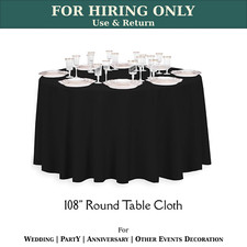 108" Round Table Cloth Covers Polyester Wedding Party Tablecloth - For Hire Only