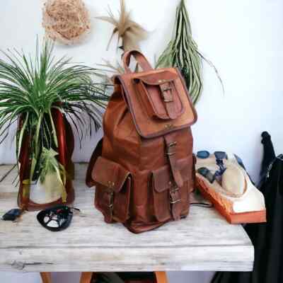 best vintage style laptop backpacks Canvas Backpack - Waxed Canvas Backpack 22L polyester lining Size Leather Vintage Laptop Backpack 16''