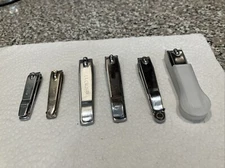 Lot of 6  Nail Clippers,  4 Large + 2 Small Made in Korea ,China,USA . Vintage.