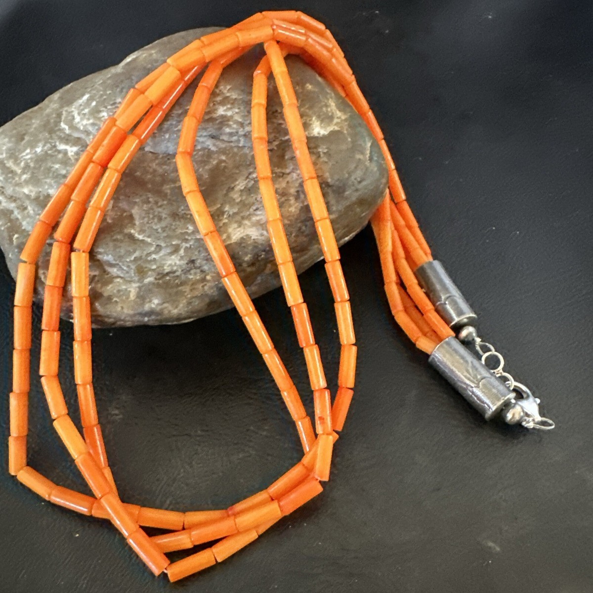 Incredible Tubed Coral Vintage Native American Navajo Sterling Silver Necklace Incredible Tubed Coral Vintage Native American Navajo Sterling Silver Necklace