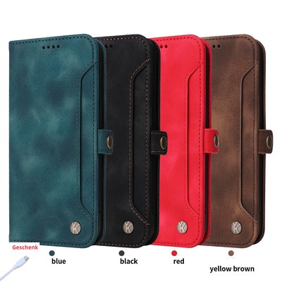 Leder Handy Hülle Case Tasche Mit Kartenschlitz für Samsung A Serie Modelle