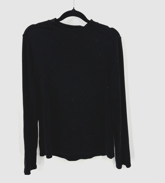 Sz M Black Soft Long Sleeve Pullover Basic T-shirt (G) 