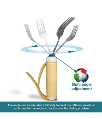 Forzaddik Adaptive Utensils Spoons Forks Set,Open Handle Design Provides Several Positions For Arthritis, Disabled People, Elderly (2 Sets