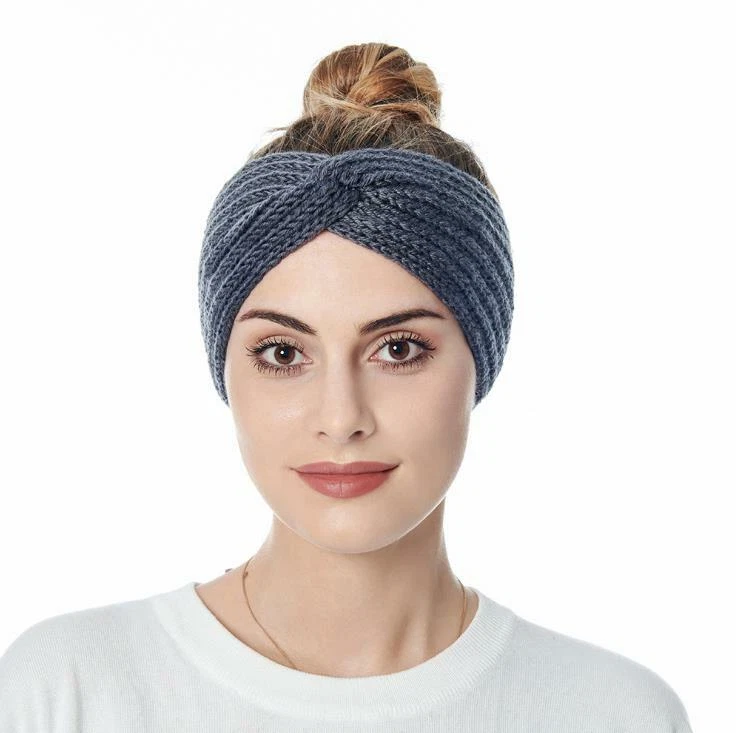 Mujeres Invierno Tejido Oreja Calentador Diadema Crochet Lana Diadema Sombrero Gorro Foto 3 de 4