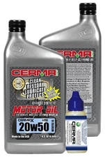 Cerma X 4qt. 20w50Synthtic4Cyc.MotorcycleOil &1.25oz.Motorcycle EngineTreatment.