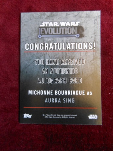 Star Wars Evolution 2016 Topps Autogrammkarte Michonne Bourriague als Aurra Sing Sehr guter Erhaltungszustand - Bild 2 von 2