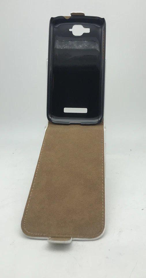 Cover Case FLIP Verticale per Alcatel Pop C7 Bianca Pelle - Immagine 2 di 4
