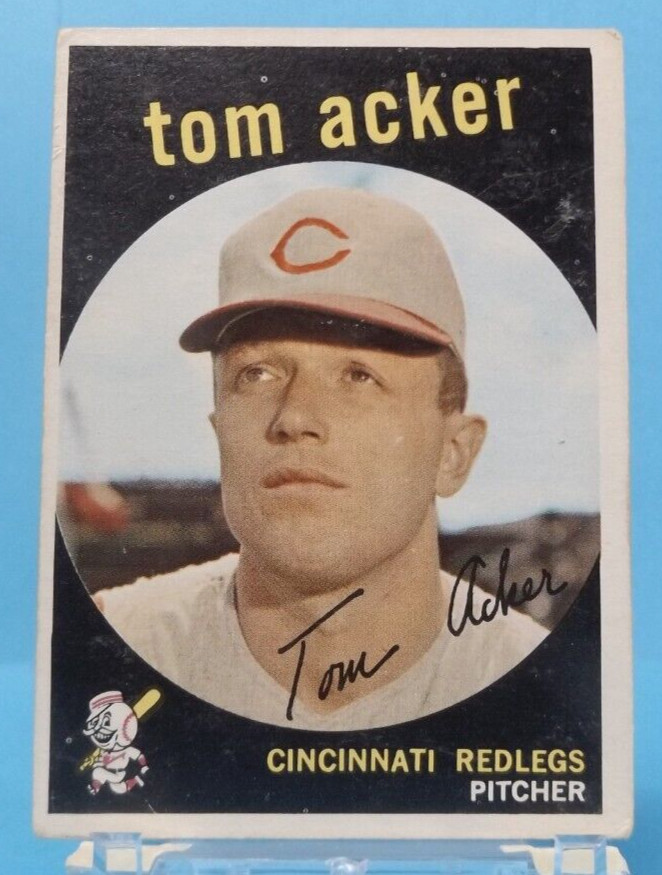 1959 Topps #201 - Tom Acker - Cincinnati Reds - Very Good