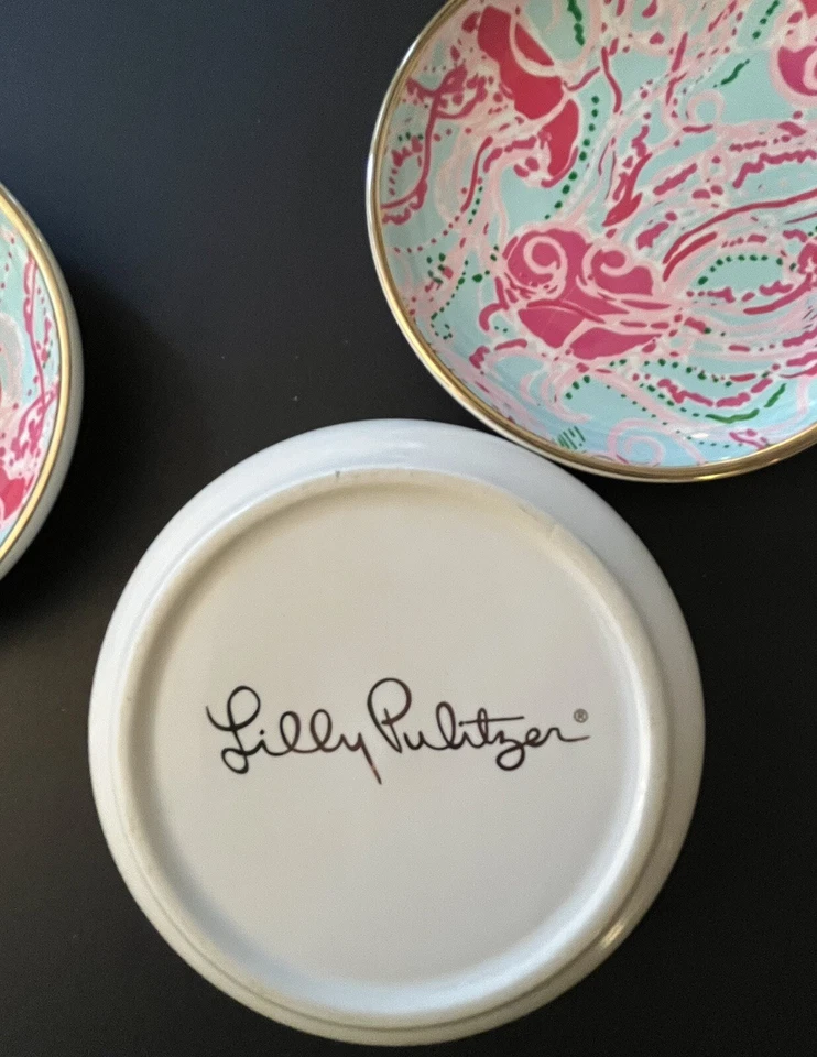Juego de 4 jaleas de cerámica Lilly Pulitzer Be Jammin rosa y azul Foto 4 de 4