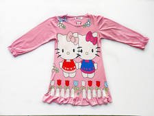 Kids Girls Pink Nightgown long Sleeves Pink Kitty Girls Sleepwear Gown 16T