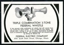 1933 Federal Electric siren triple combination air whistle photo vintage ad