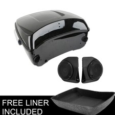 Vivid Black King Trunk w/ Speakers Fit For Harley Touring Electra Glide 14-26