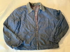 Vintage Denim Work Jacket Blanket Lined Size SmallFaded Blue Corduroy Collar USA