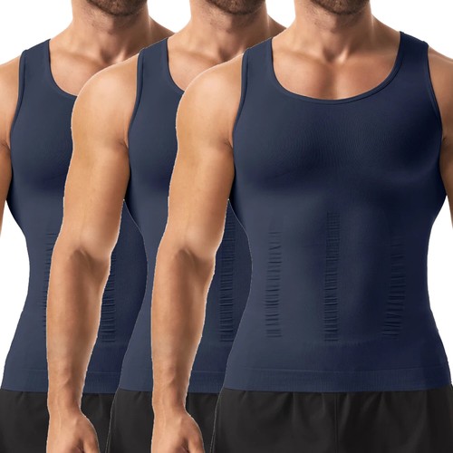 3 PACK Body Shaper Top Tank for Men Chest Compression Shirt Slim Shapertop Tank - Picture 21 of 25
