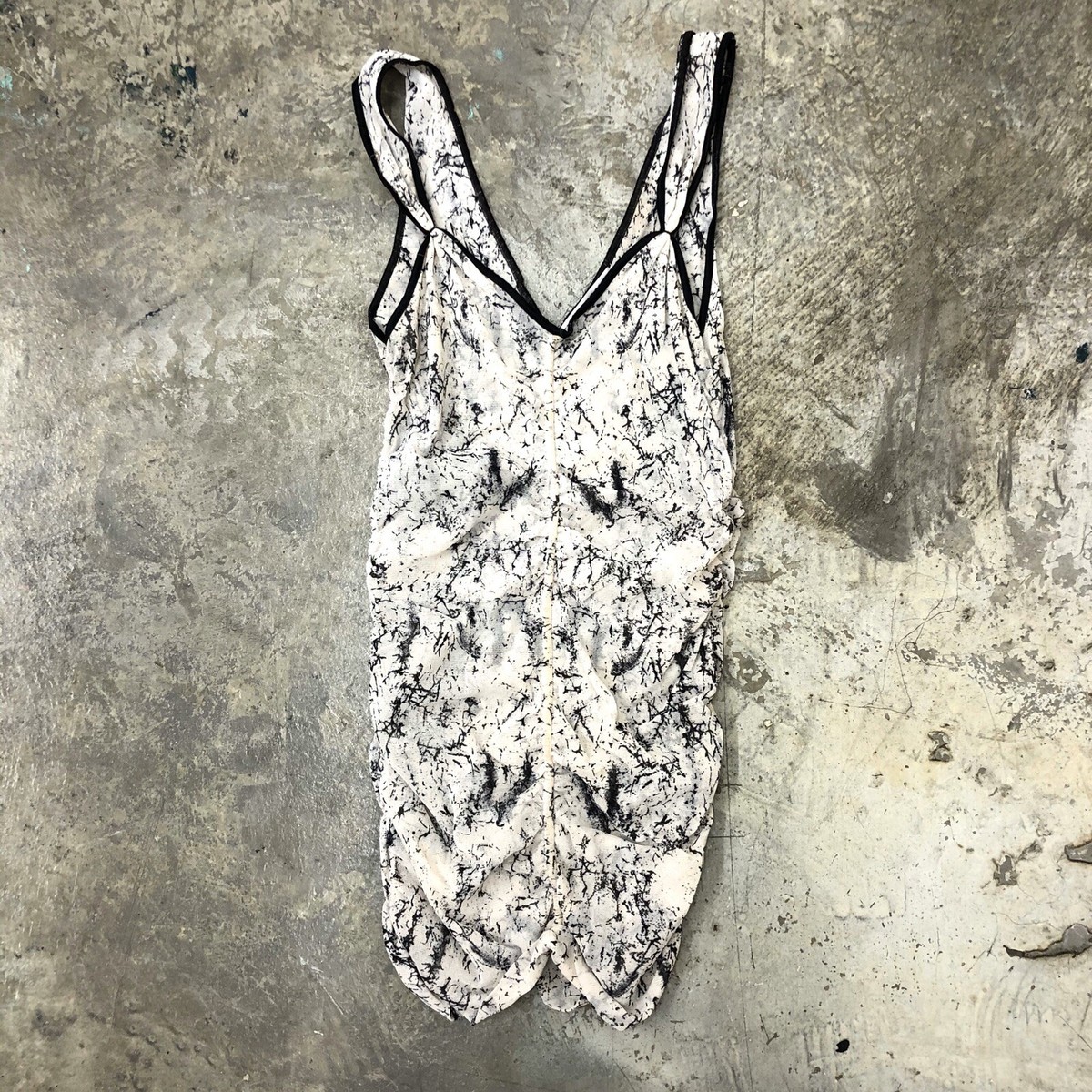 Didier Parakian Top Tank Marble Print Black White Sleeveless Micro 