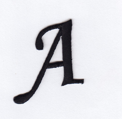 MONOGRAM LETTERS - 1 1/4'' BLACK LETTER ''A'' - Iron On Embroidered Applique
