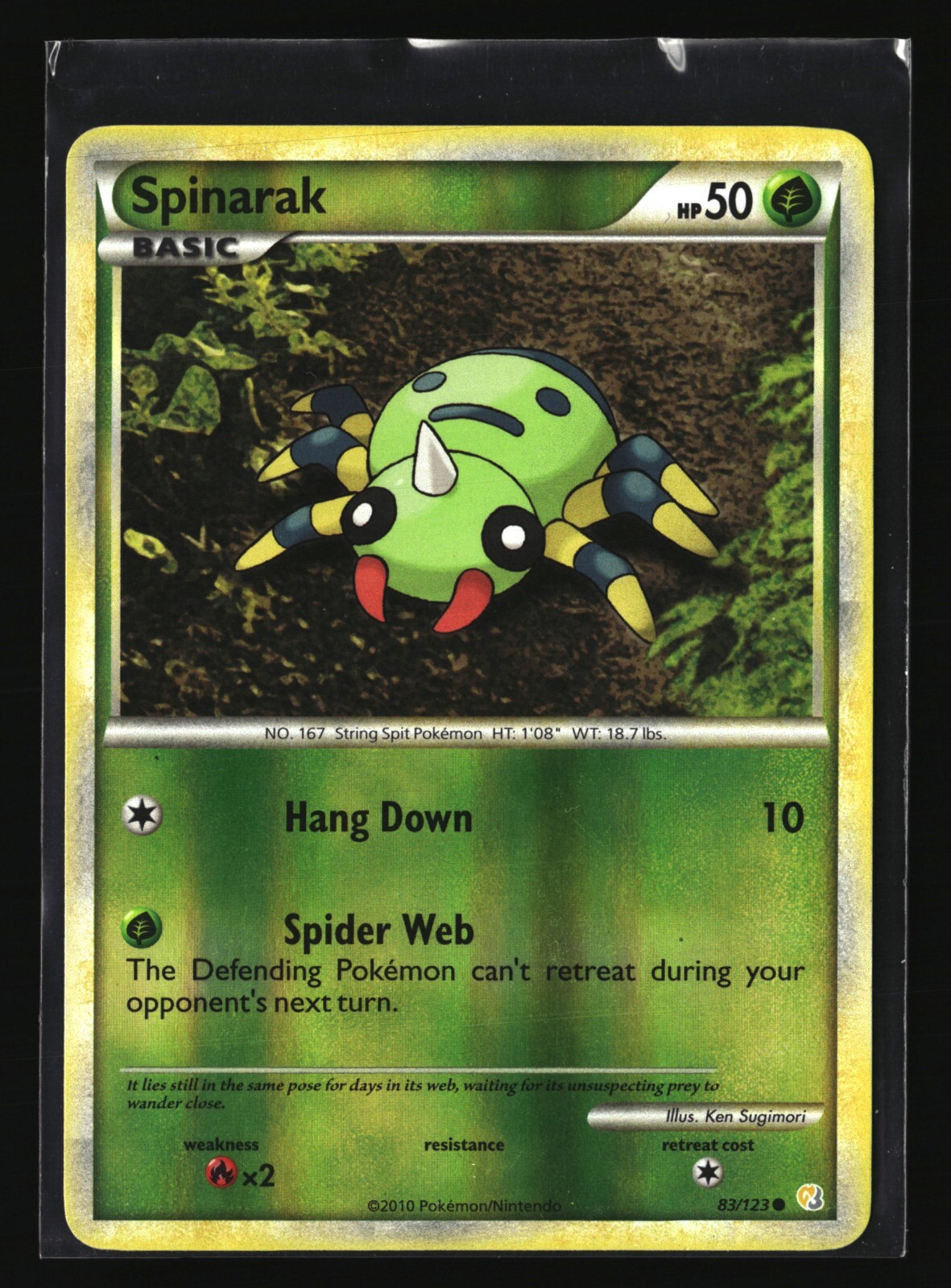 Pokemon SPINARAK 83/123 Reverse Holo (2010 HeartGold SoulSilver) LP/Light Play