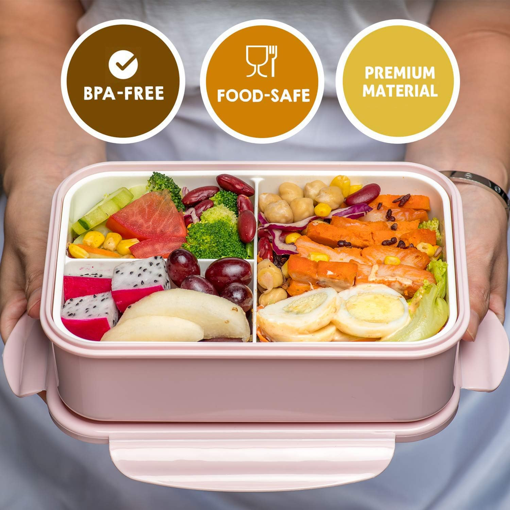 LOVINA 1100ML Bento Lunch Box for Adults & Kids with Compartments