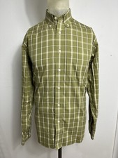 Eddie Bauer Shirt Mens Medium Green Plaid Long Sleeve Wrinkle Free Relaxed Fit