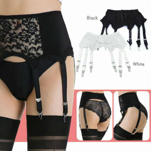 S-3XL Women Sexy Lace Garter Belt with 6 Strap Metal Clip for Stockings/Lingerie - Picture 1 of 15