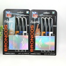 2x BIC BodyMark Temporary Tattoo Art Markers NFL Broncos Skin Safe 3 Markers