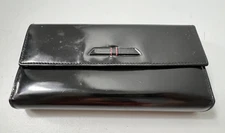 Kate Spade Wallet Black Patent Leather With Checkbook Cover