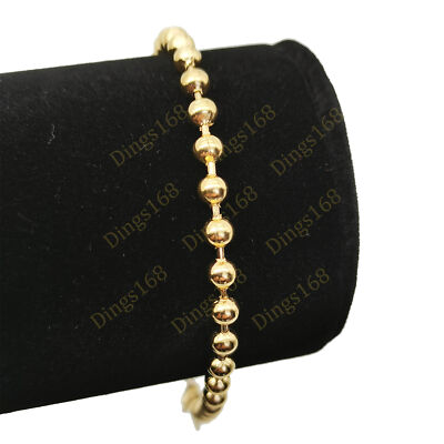 Genuine 18K Yellow Gold Filled Nickel/Lead-Free 6/8 inch 4mm Bead Chain Bracelet