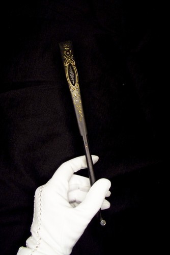 Antique Hand Fan Ebony Wood Hand Painted Silk eventail ancien - Picture 13 of 13