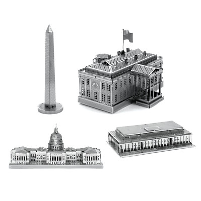 Set of 4 Metal Earth Kennedy Center US Capitol White House WA Monument Model Kit