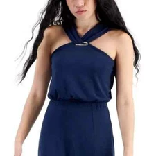 I.n.c. International Concepts Petite Halter Maxi Dress,  Indigo Sea Sz-PL