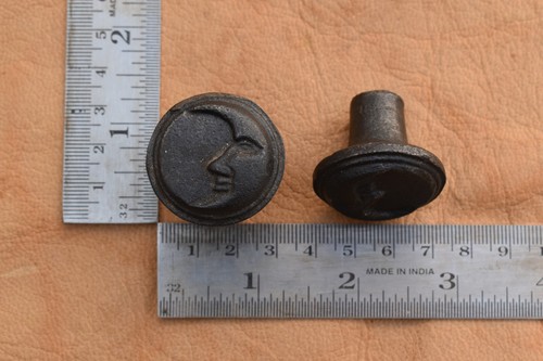Vintage Cast Iron Knob Moon Face shape Drawer handle cupboard knobs 10 pcs - Picture 2 of 7