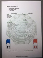 1929 Professionals v Amateurs Charity Shield Matchsheet