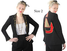 Desperately Seeking 80s Pyramid Style Size 2 Black Glitter Susan Jacket
